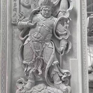 佛山 芝麻灰花岗岩人物雕刻——多闻天王
