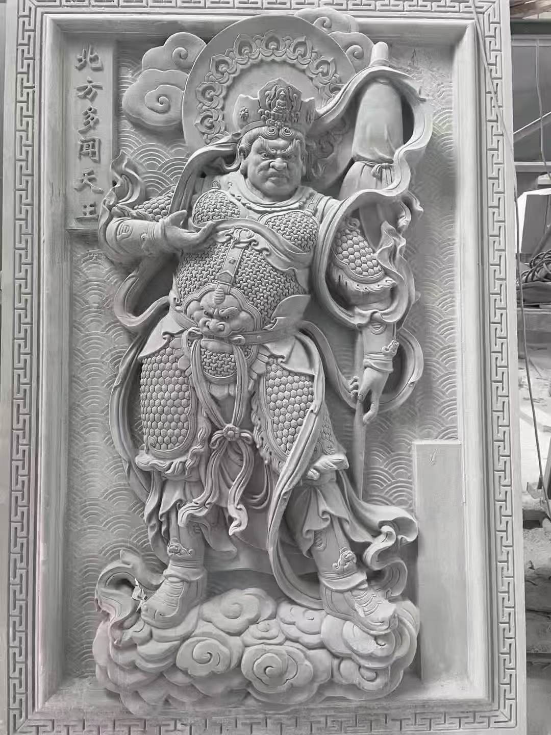 佛山 芝麻灰花岗岩人物雕刻——多闻天王