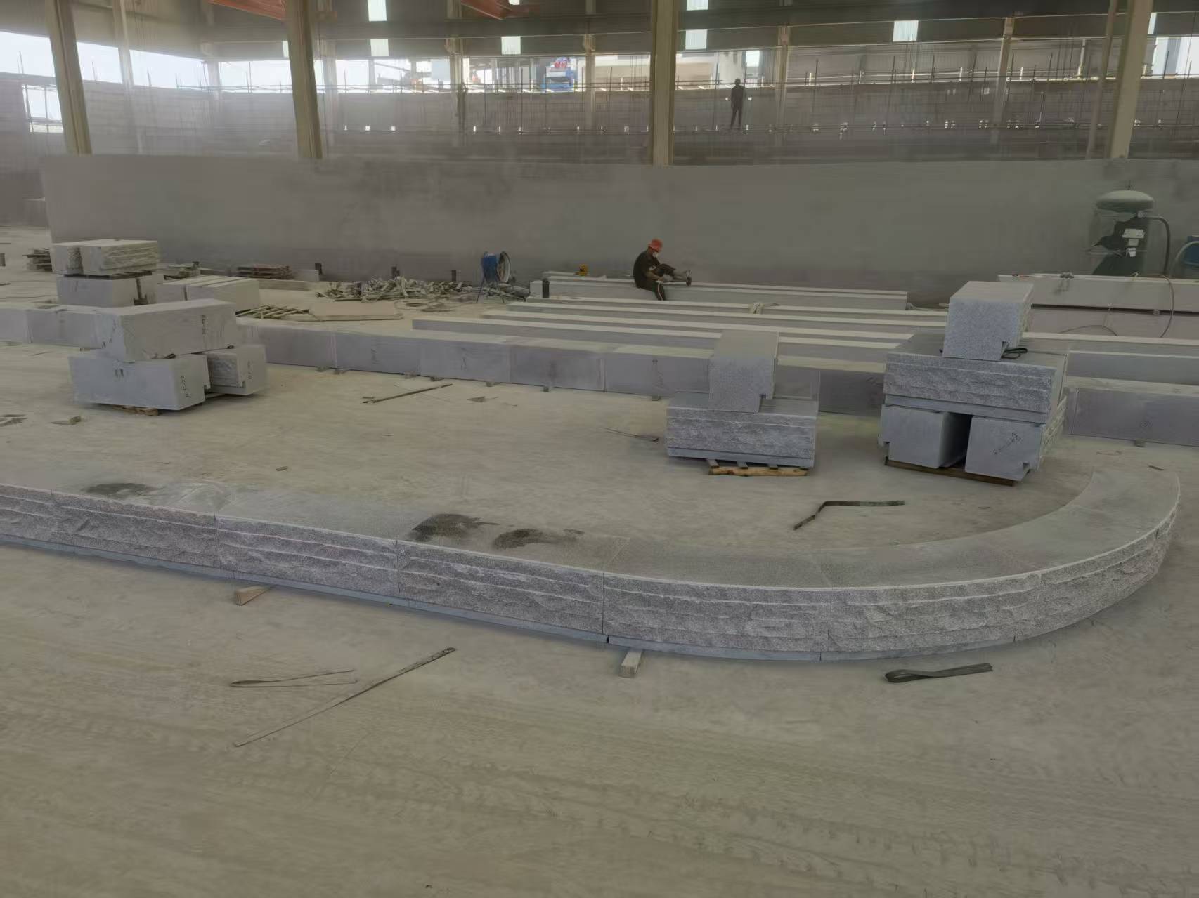 佛山 芝麻白整石坐凳（光面+自然面）